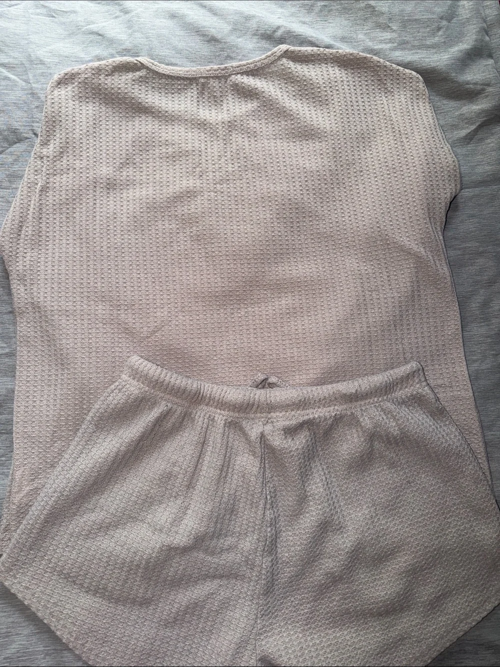 Women's Long Sleeve Waffle-Knit set in Light Beige
